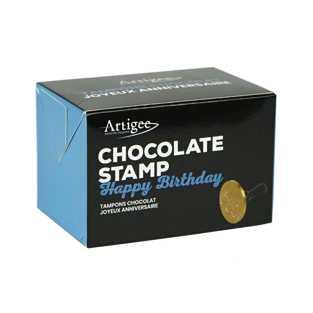 Happy Birthday Chocolate Stamp 60mm 1 pc Artigee