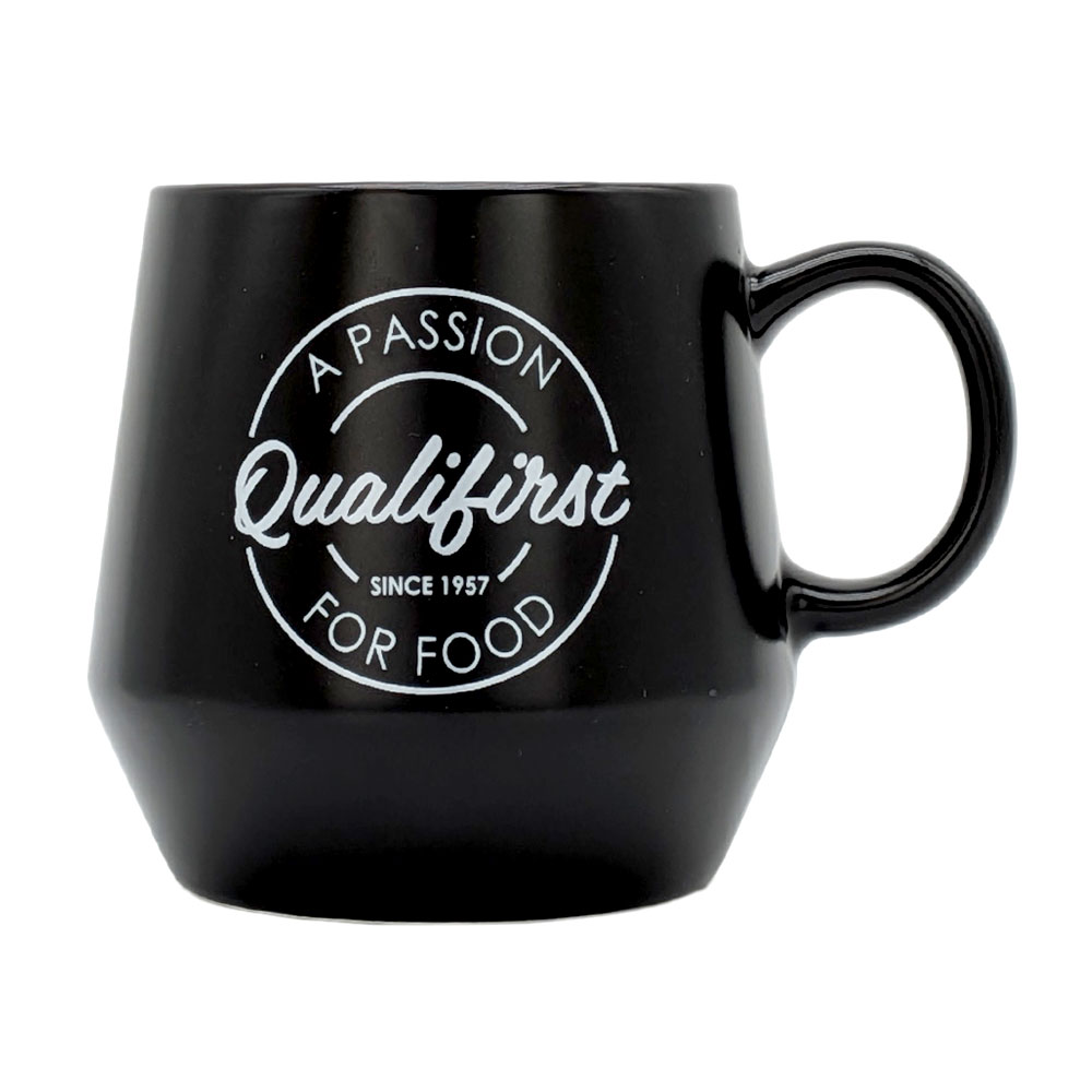 Qualifirst Ceramic Mug Black with White Logo 530ml 1 ct Qualifirst