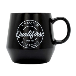 [293061] Qualifirst Ceramic Mug Black with White Logo 530ml 1 ct Qualifirst