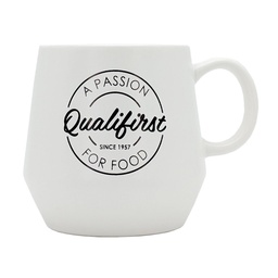 [293060] Qualifirst Ceramic Mug White with Black Logo 530ml 1 ct Qualifirst